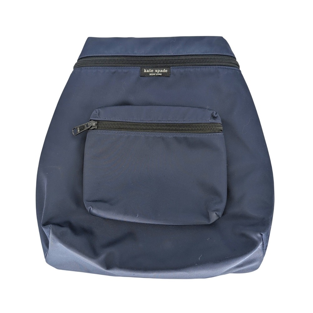 VTG 90s Y2K Kate Spade Nylon Backpack Small Navy Blue Mini Zip Pocket Preppy